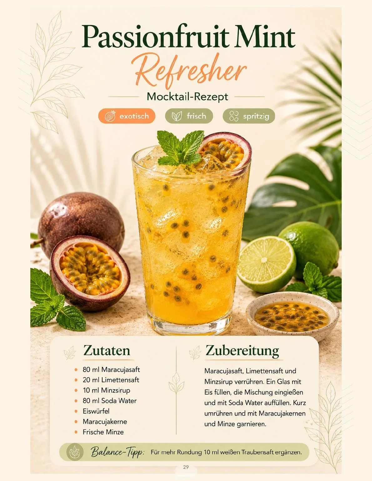 Passionfruit Mint Refresher – exotisch, frisch, spritzig